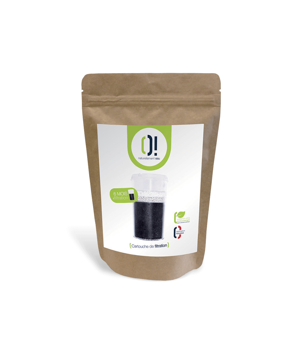 Cartouche de filtration O! et ses 3 sachets recharge (silice, zéolithe, charbon actif)