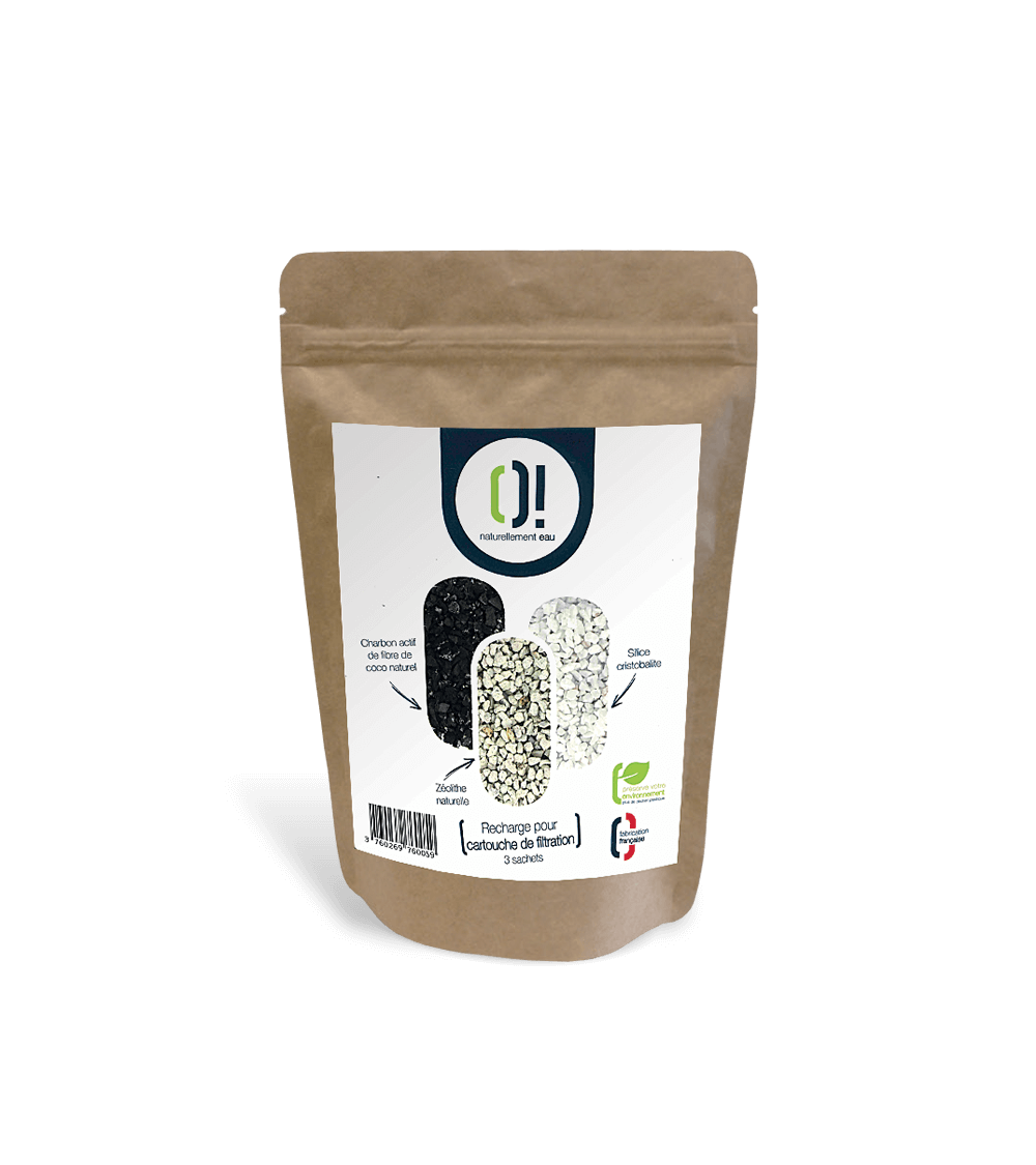 Sachet de recharge pour cartouche filtrante O! (1x silice, 1x zéolithe, 1x charbon actif)